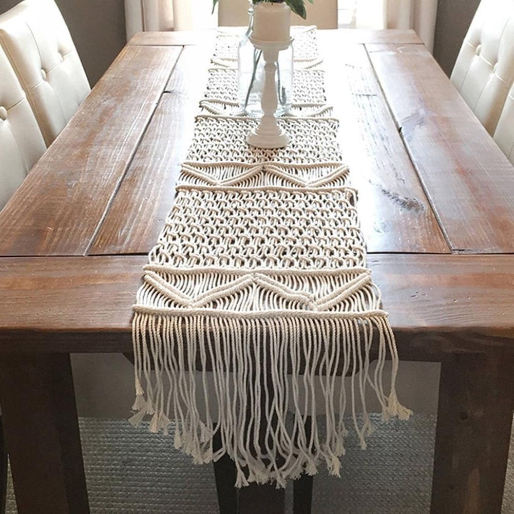 Chemin de Table Chemin de Table Bohème en Macramé Élégant