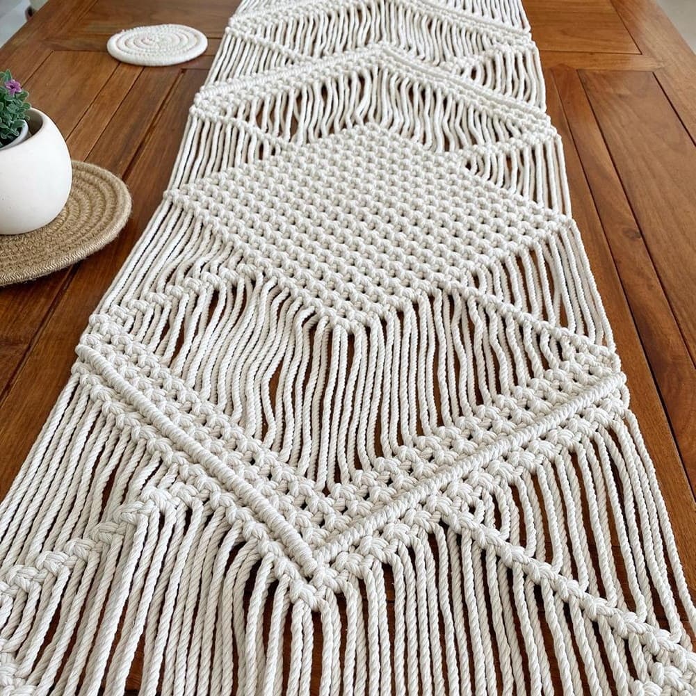 Chemin de Table Chemin de Table Macramé Beige Élégance