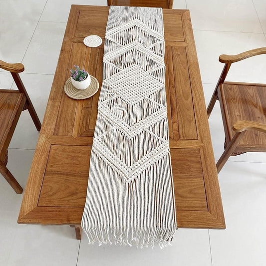 Chemin de Table Chemin de Table Macramé Beige Élégance