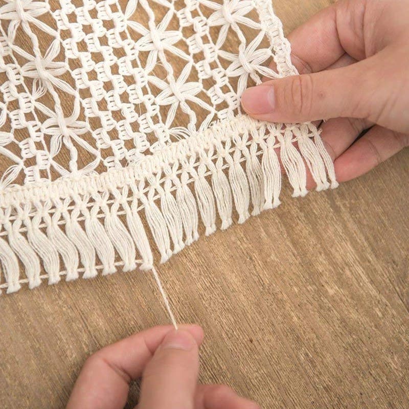 Chemin de Table Chemin de table Macramé blanc Éclat Design