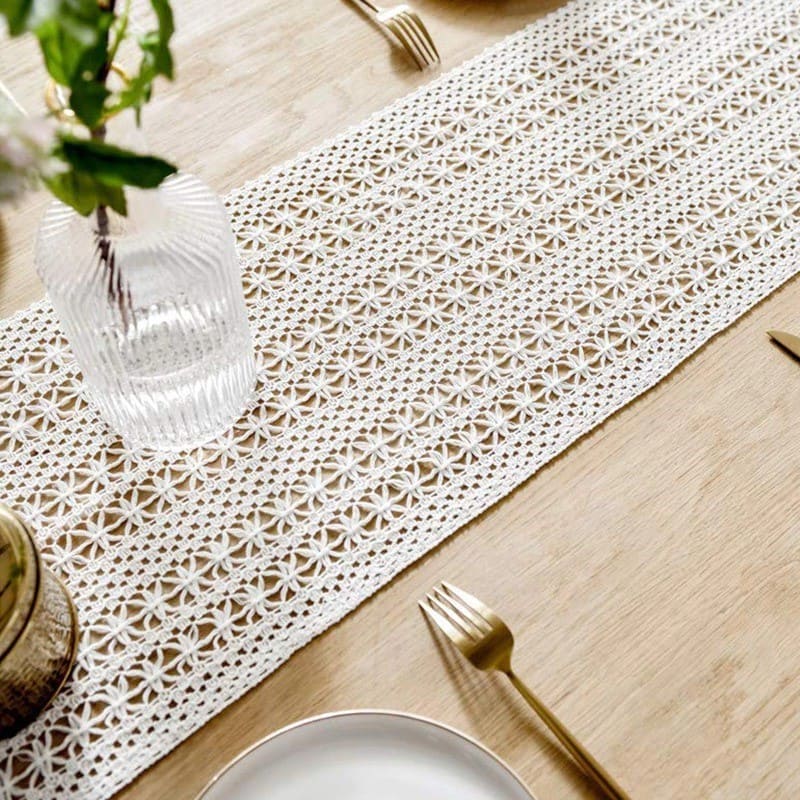 Chemin de Table Chemin de table Macramé blanc Éclat Design