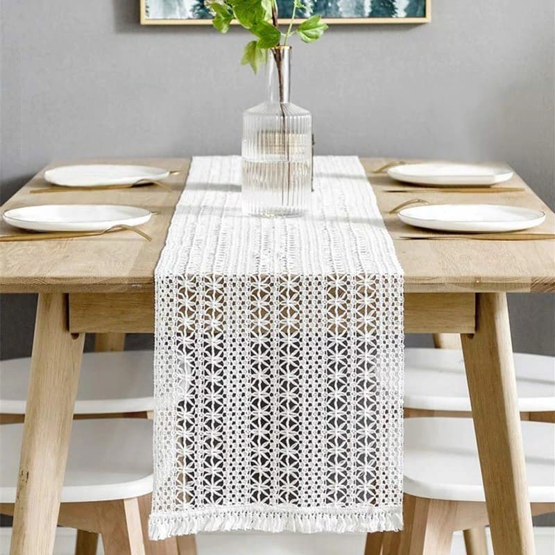 Chemin de Table Chemin de table Macramé blanc Éclat Design