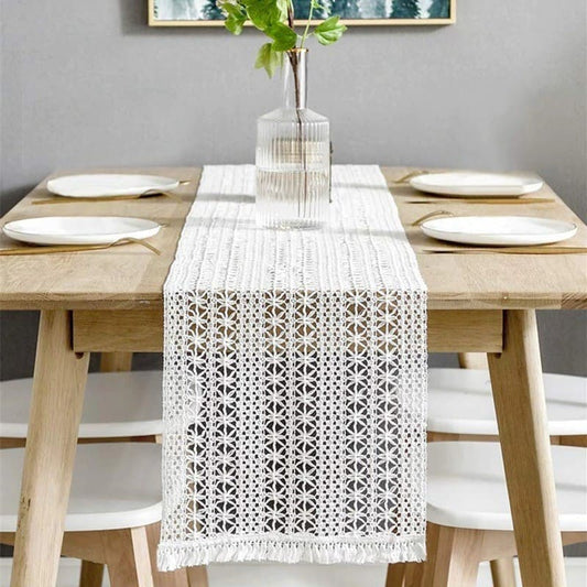 Chemin de Table Chemin de table Macramé blanc Éclat Design