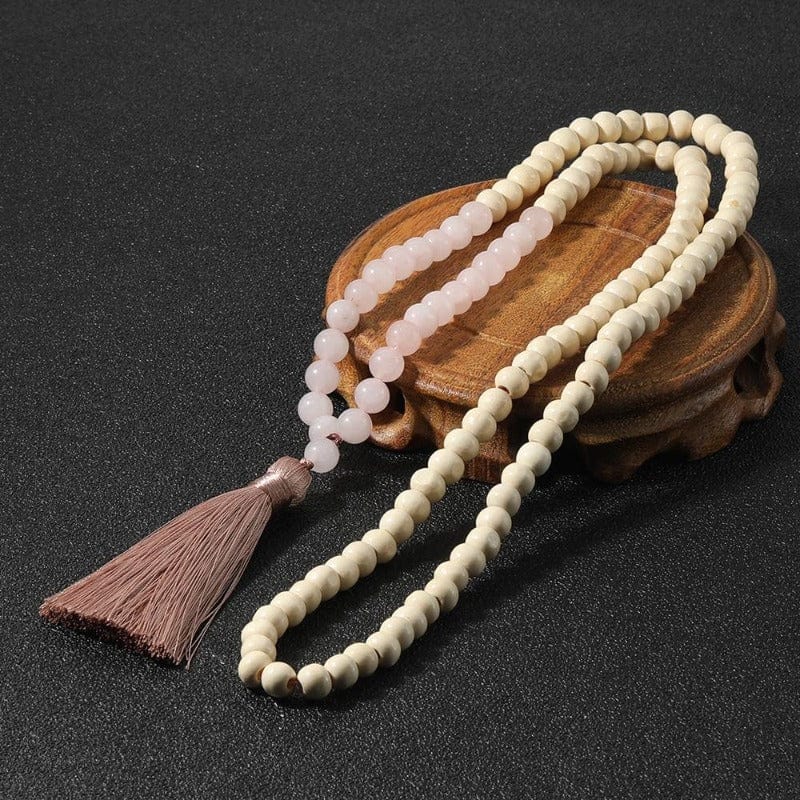 Collier Macramé Collier de Perles Mala en Bois Élégance Naturelle
