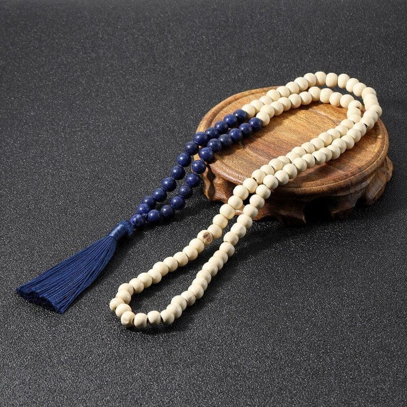 Collier Macramé Collier de Perles Mala en Bois Élégance Naturelle