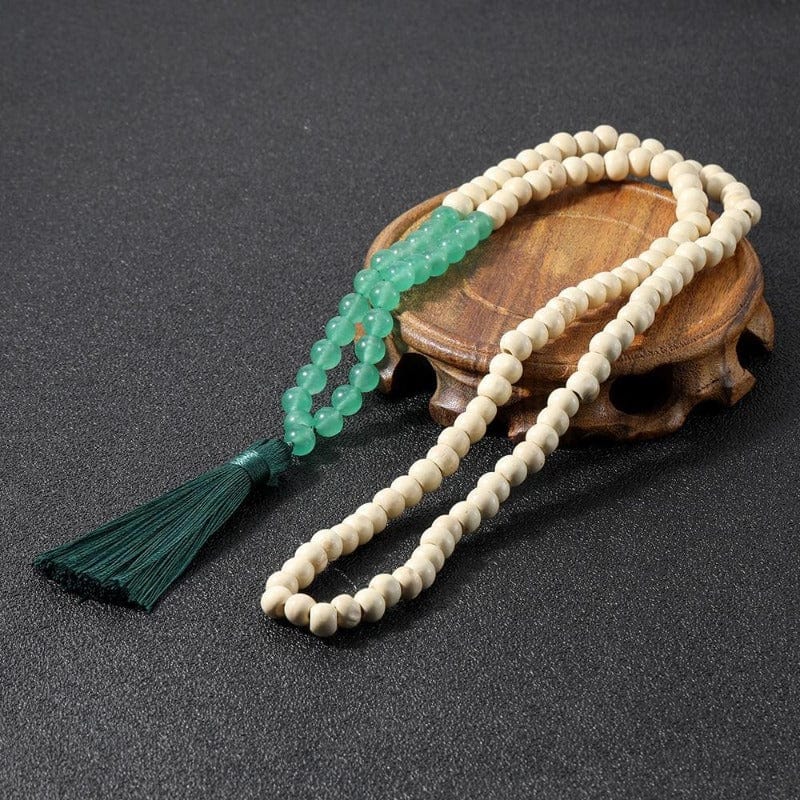 Collier Macramé Collier de Perles Mala en Bois Élégance Naturelle