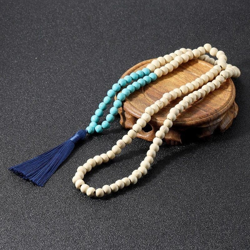 Collier Macramé Collier de Perles Mala en Bois Élégance Naturelle