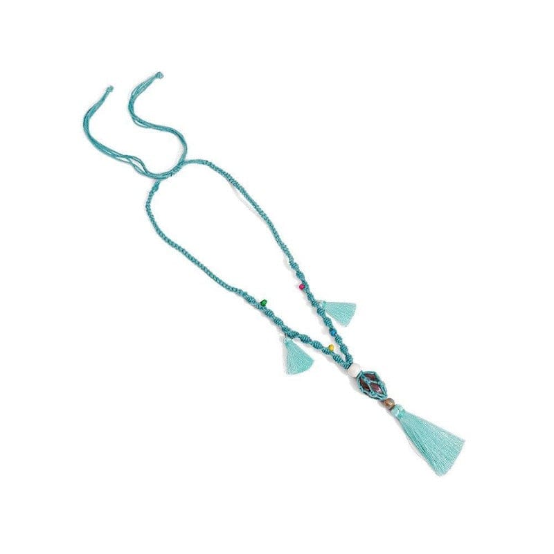 Collier Macramé Collier en Macramé Luxe avec Perles Éclatantes