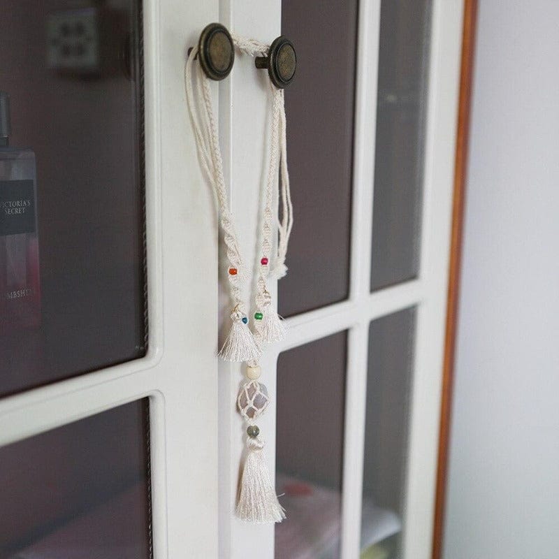 Collier Macramé Collier en Macramé Luxe avec Perles Éclatantes