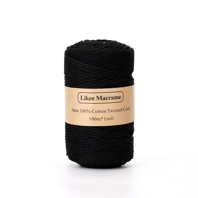 Corde Macramé Fil de Macramé Noir Luxe 3 mm - 100 m