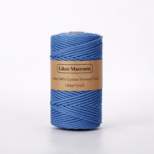 Corde Macramé Fil Macramé bleu 3 mm - 100 m de créativité