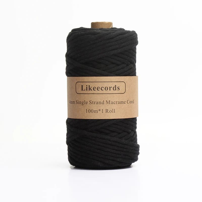 Corde Macramé Fil Macramé noir 4 mm - 100 m de qualité supérieure