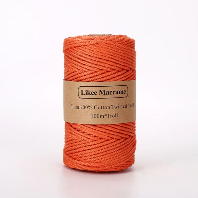 Corde Macramé Fil Macramé premium 3 mm orange - Bobine de 100 m