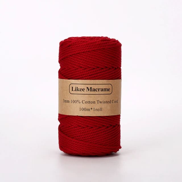 Corde Macramé Fil Macramé rouge 3 mm - 100m de qualité supérieure