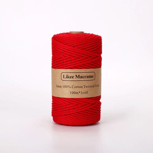 Corde Macramé Fil Macramé rouge 3 mm - 100m de qualité supérieure