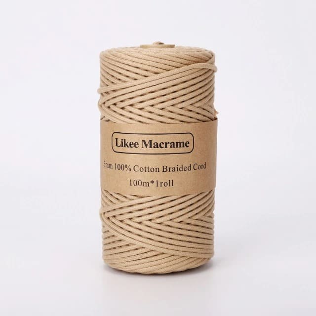 Corde Macramé Fil Macramé tressé beige 3 mm - 100m Élégance Artisanale