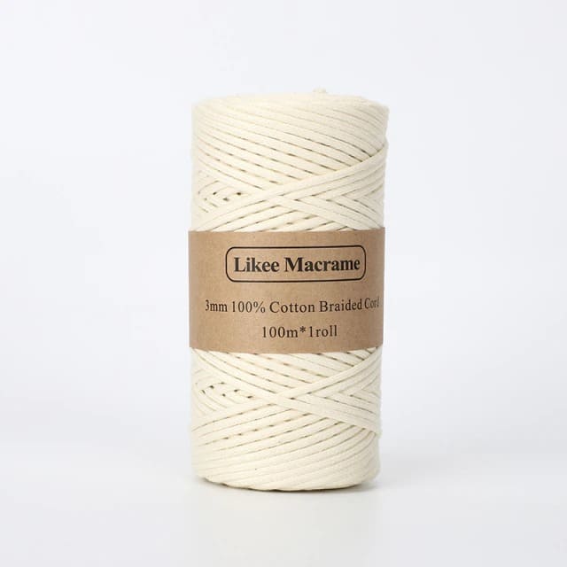 Corde Macramé Fil Macramé tressé beige 3 mm - 100m Élégance Artisanale