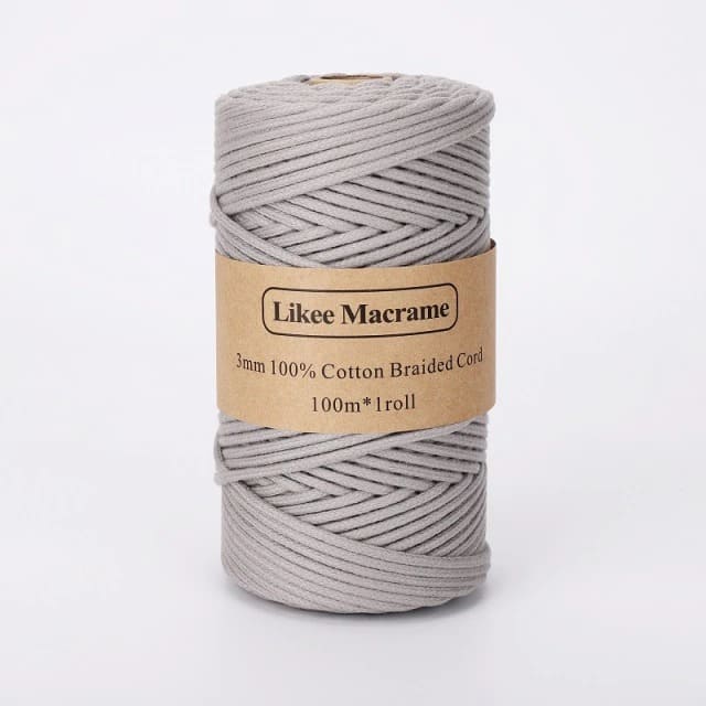 Corde Macramé Fil Macramé tressé gris 3 mm - 100m by Maison Macramé