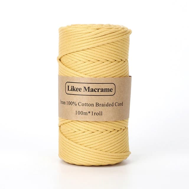 Corde Macramé Fil Macramé tressé jaune SunnyCraft 3 mm 100m