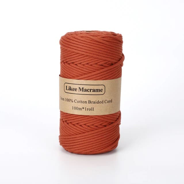Corde Macramé Fil Macramé tressé orange 3 mm - Édition 100m Premium