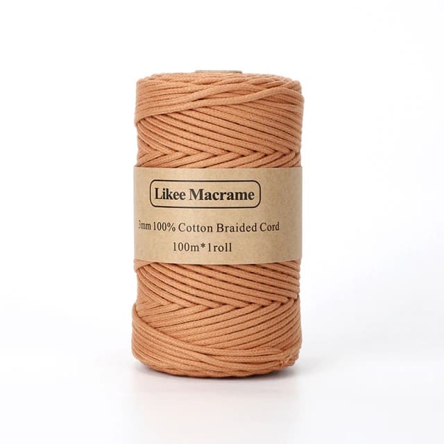 Corde Macramé Fil Macramé tressé orange 3 mm - Édition 100m Premium