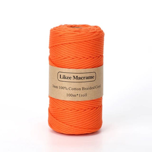 Corde Macramé Fil Macramé tressé orange 3 mm - Édition 100m Premium