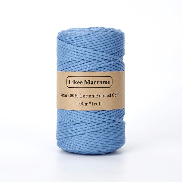 Corde Macramé Fil Macramé Tressé Premium Bleu 3 mm – 100m