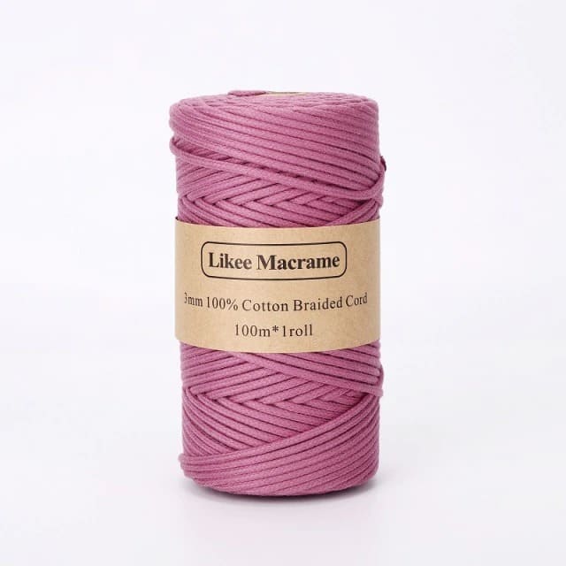 Corde Macramé Fil Macramé tressé rose 3 mm - 100m by Maison Macramé