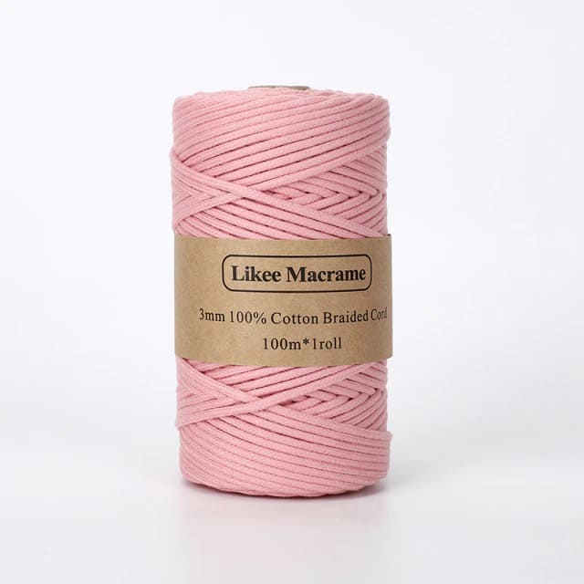 Corde Macramé Fil Macramé tressé rose 3 mm - 100m by Maison Macramé