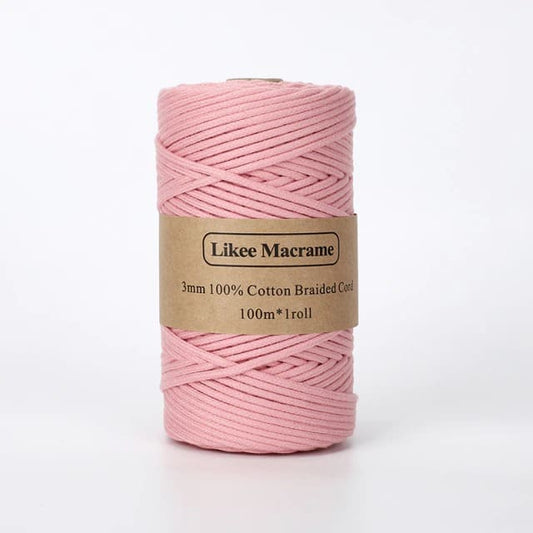 Corde Macramé Fil Macramé tressé rose 3 mm - 100m by Maison Macramé