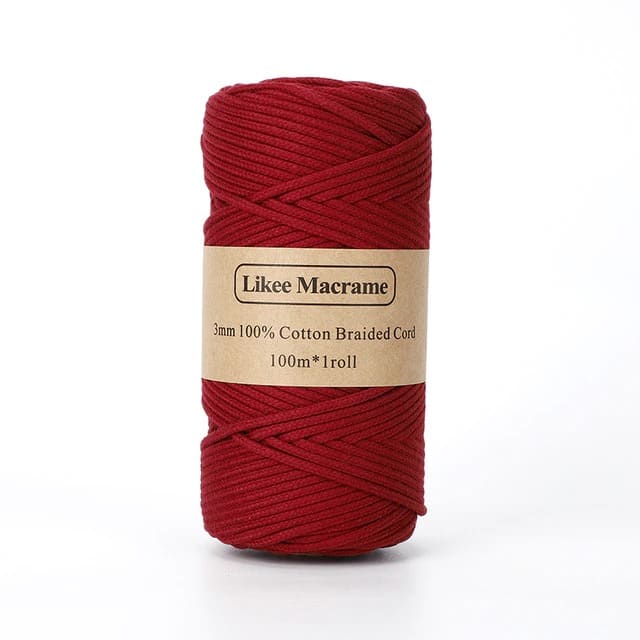Corde Macramé Fil Macramé tressé rouge 3 mm - 100m by Maison Macramé
