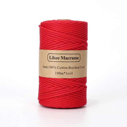 Corde Macramé Fil Macramé tressé rouge 3 mm - 100m by Maison Macramé