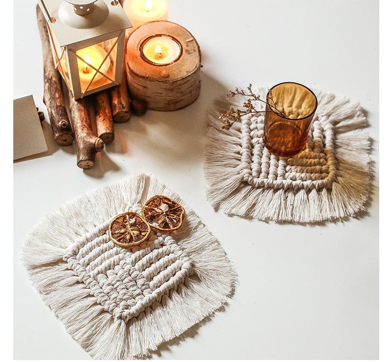 Dessous de Verre Macramé Sous-verre carré en Macramé Chic & Tendance