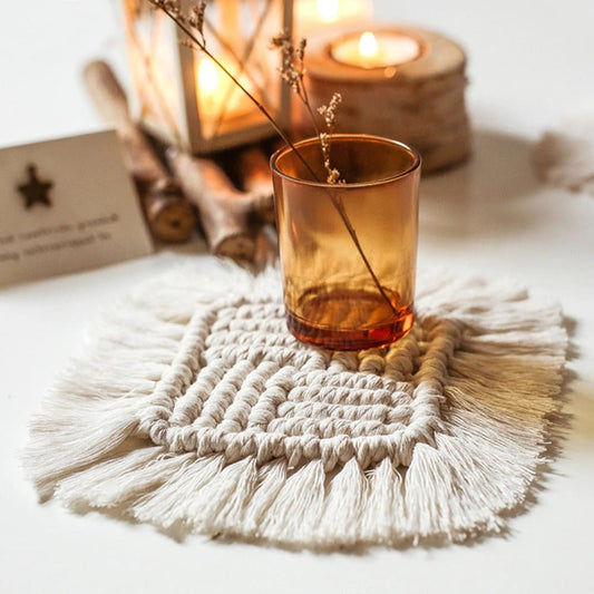 Dessous de Verre Macramé Sous-verre carré en Macramé Chic & Tendance
