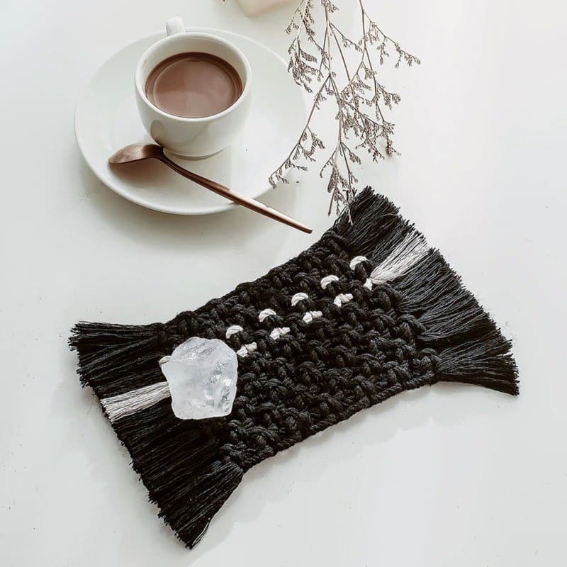 Dessous de Verre Macramé Sous-verre Rectangulaire en Macramé Élégance