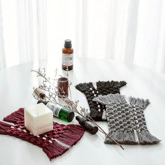 Dessous de Verre Macramé Sous-verre Rectangulaire en Macramé Élégance