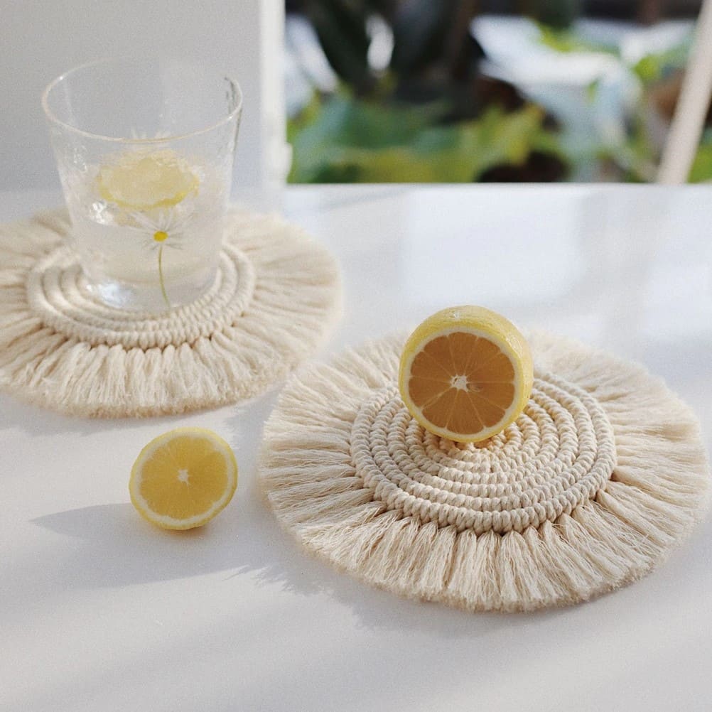 Dessous de Verre Macramé Sous-verre Rond Macramé Élégance