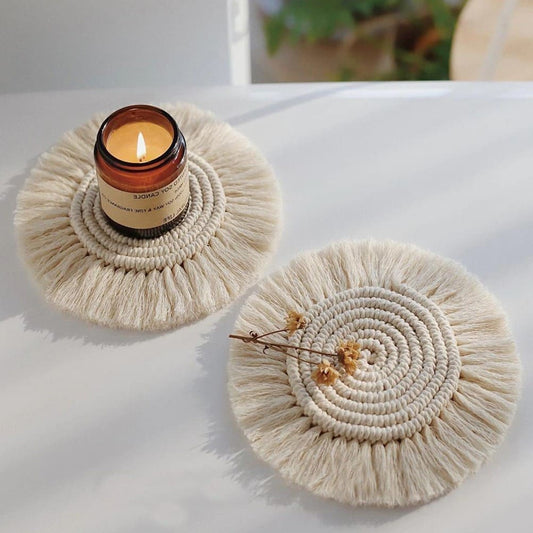 Dessous de Verre Macramé Sous-verre Rond Macramé Élégance