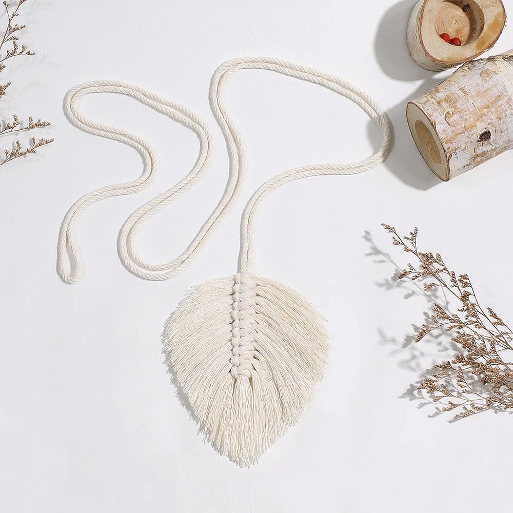 Embrasse Rideau Attache Rideau Élégance Feuille en Macramé