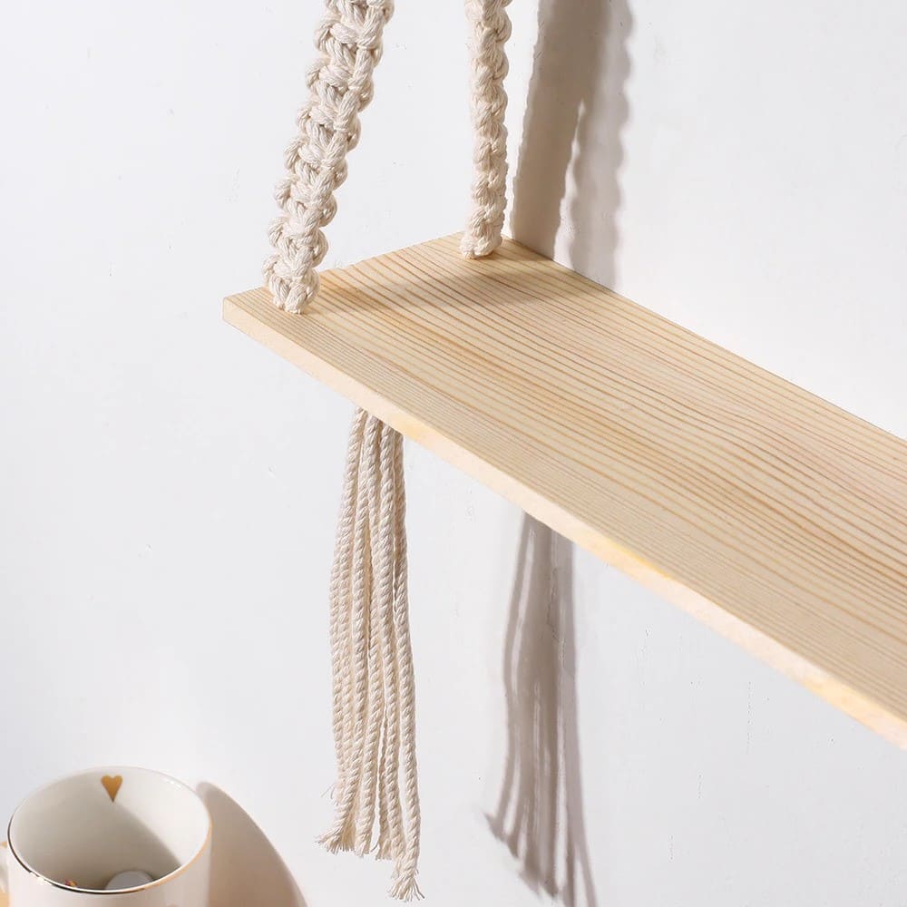 Étagère macramé Étagère Bois & Macramé Chic