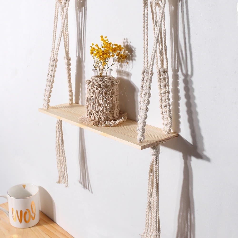 Étagère macramé Étagère Bois & Macramé Chic