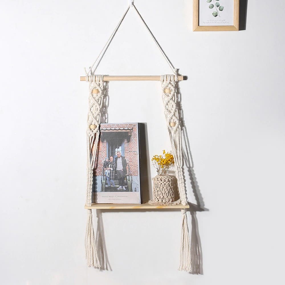 Étagère macramé Étagère Bois & Macramé Chic