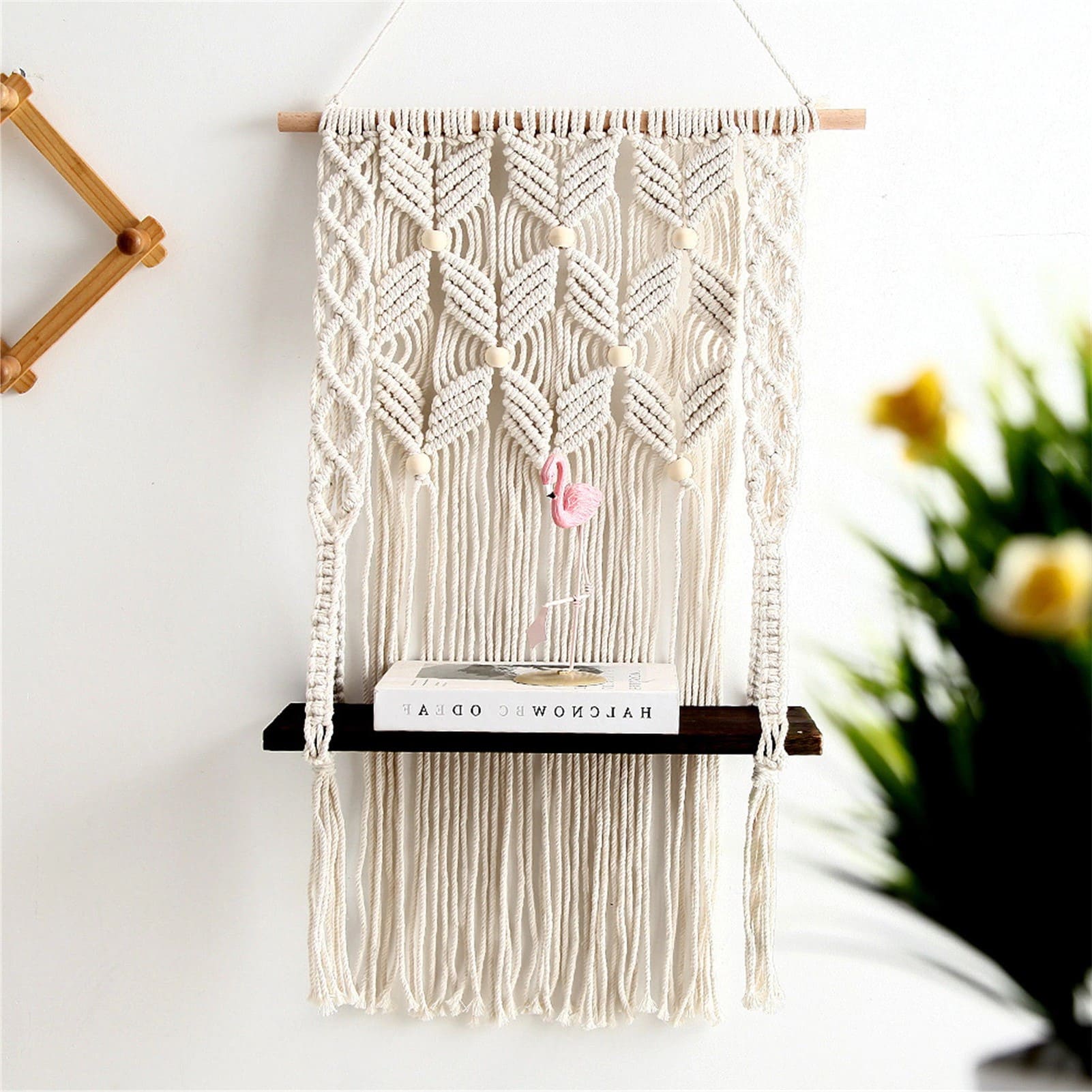 Étagère macramé Étagère en Macramé avec perles élégantes