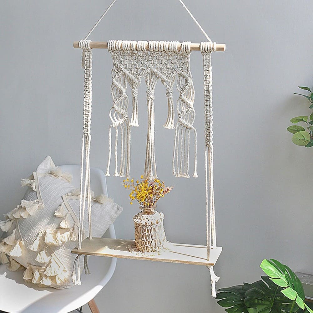 Étagère macramé Étagère Murale Bohème en Macramé Chic
