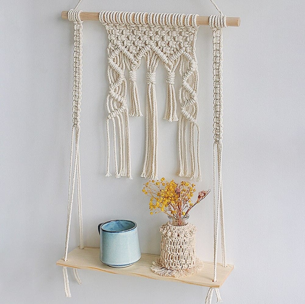 Étagère macramé Étagère Murale Bohème en Macramé Chic