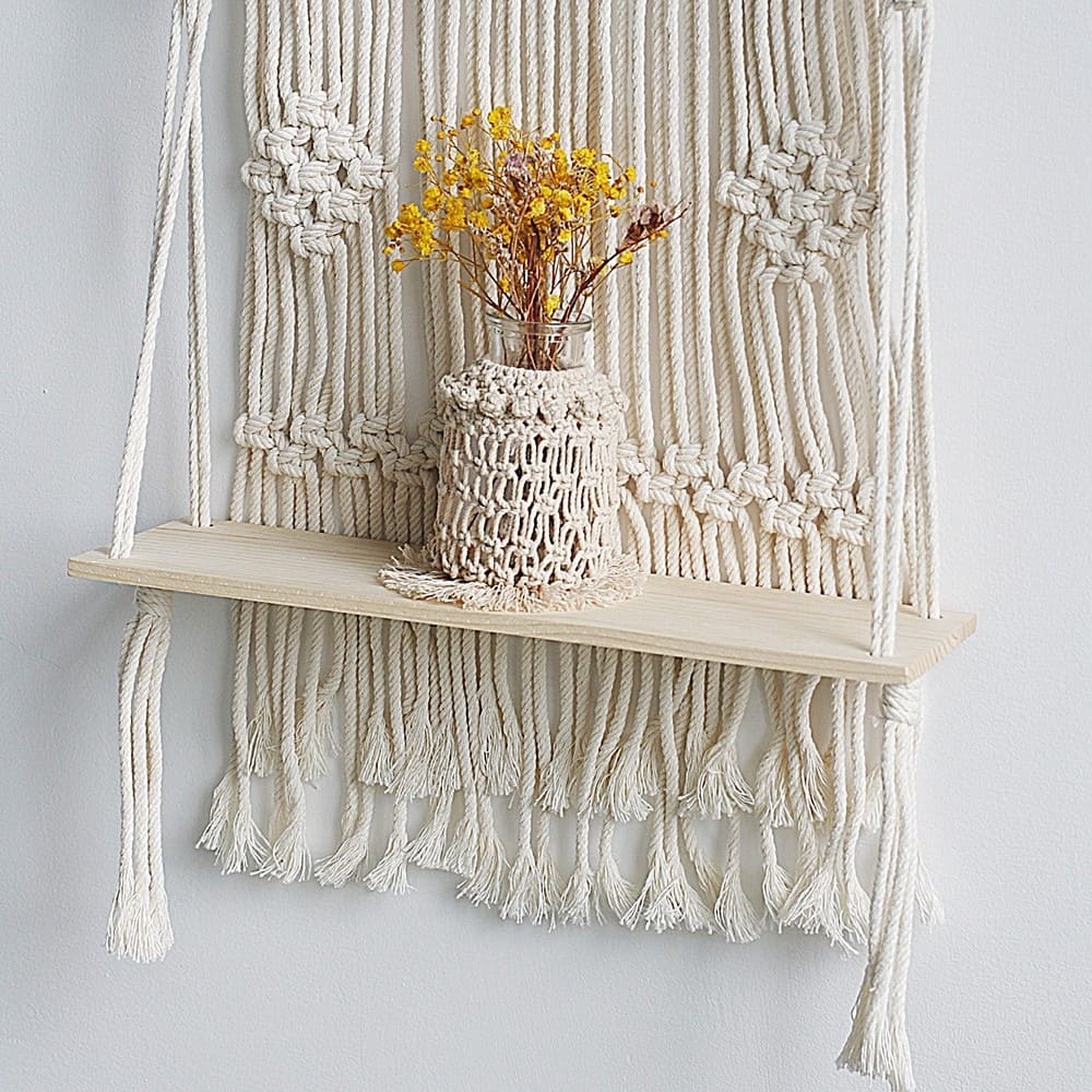 Étagère macramé Étagère Murale en Macramé Élégant