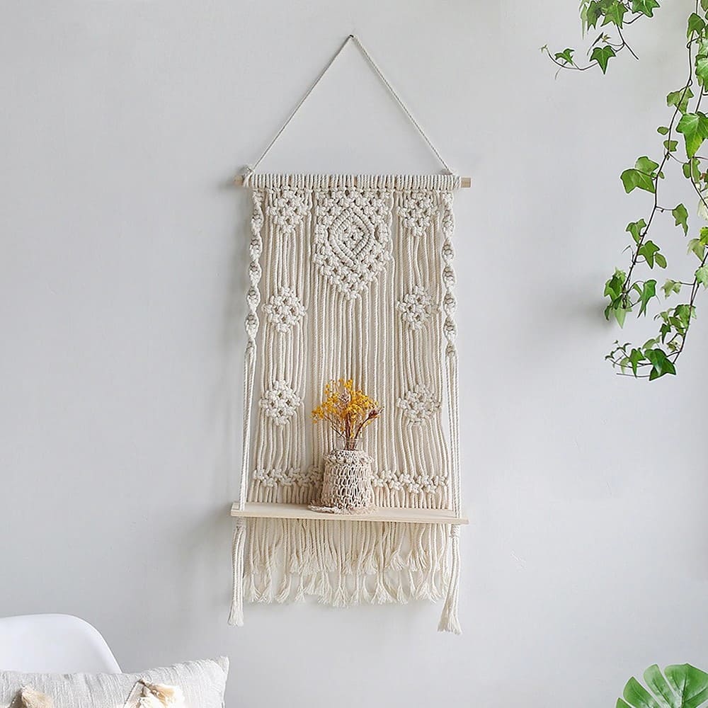 Étagère macramé Étagère Murale en Macramé Élégant