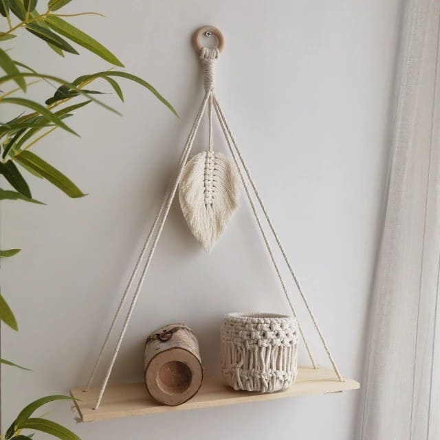 Étagère macramé Étagère Murale Macramé Élégance