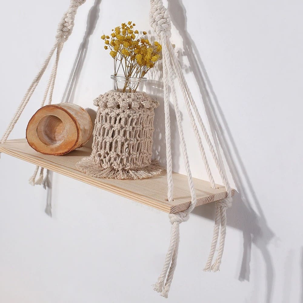 Étagère macramé Étagère Murale Macramé Élégance