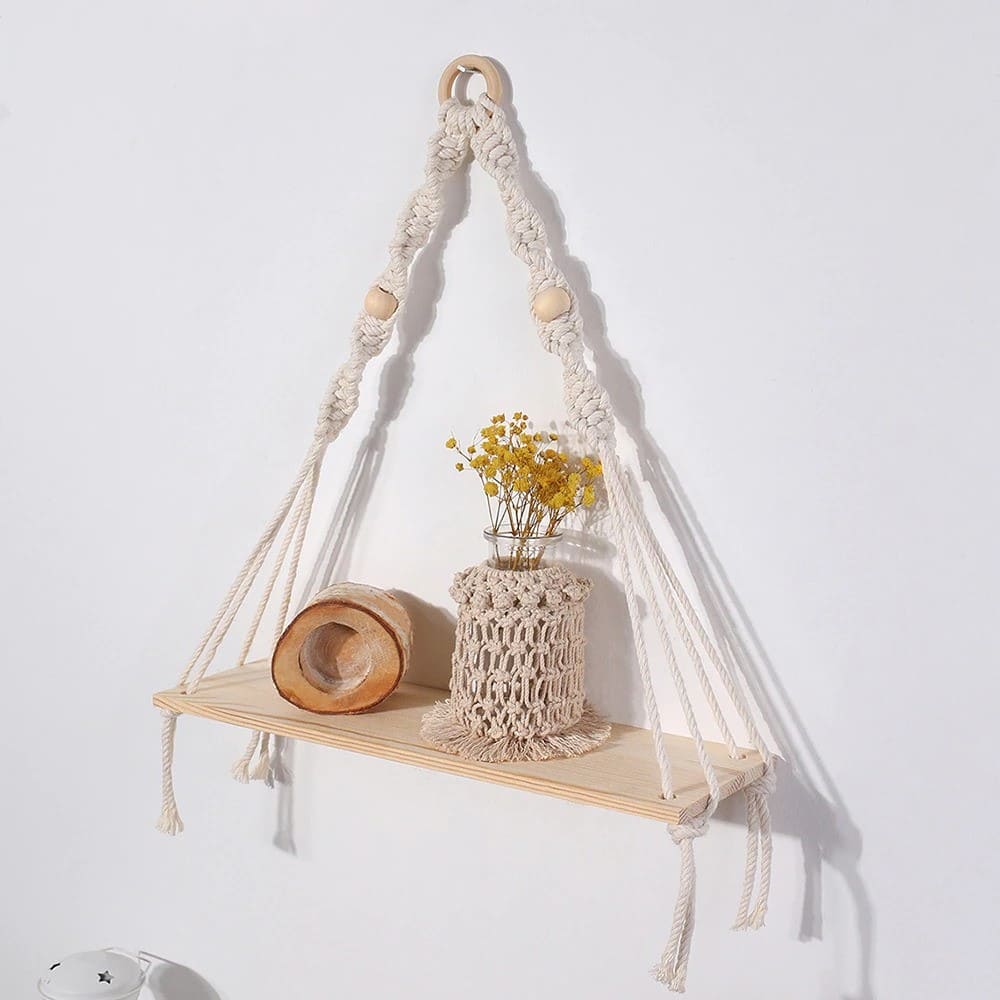 Étagère macramé Étagère Murale Macramé Élégance